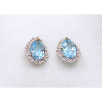 9ct Gold Topaz and Diamond Earrings