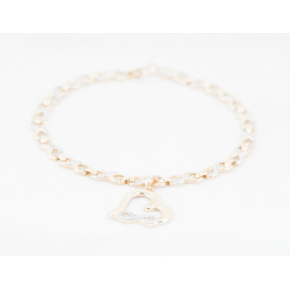 9ct Two Tone Gold Bracelet with CZ Heart