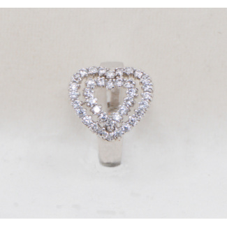 9ct White Gold CZ Heart Design Ring