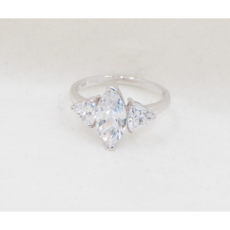 9ct White Gold CZ Stone Ring