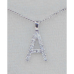 9ct White Gold and Diamond Initial A Pendant