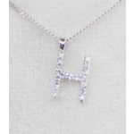 9ct White Gold and Diamond Initial H Pendant