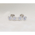 9ct White Gold Twin Heart Stud Earrings