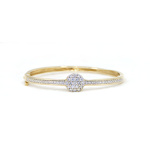 9ct Gold Hinged Baby Bangle with CZ