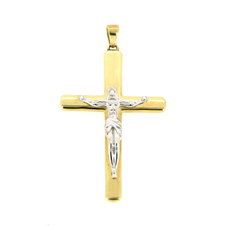 9ct Two Tone Gold Crucifix Pendant