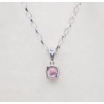 9ct White Gold Pendant with Pink Stone