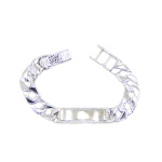 9ct White Gold Cast Link Identity Bracelet