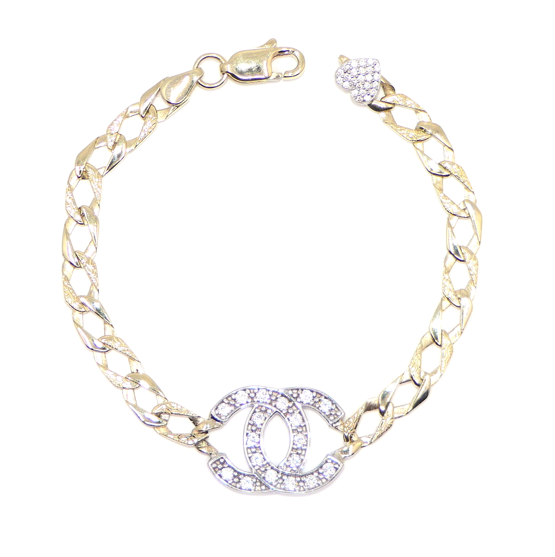 9ct Gold and CZ CC Design Bracelet – Heart of Gold Jewellers Glasgow