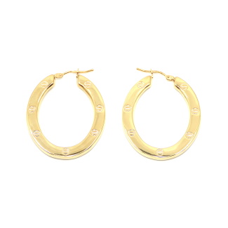 9ct Gold Horseshoe Shaped Hoop Earrings with Screw Head Detail