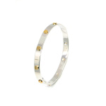 9ct White and Yellow Gold Screw Head Design Bangle