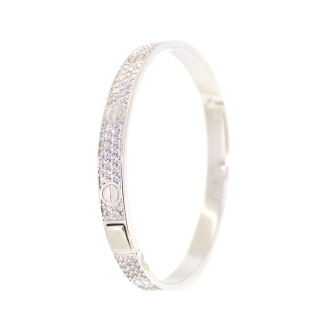Silver and CZ Hinged Screw Head Design Bangle