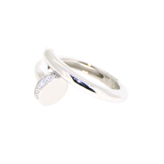 Silver and CZ Nail Design Ring