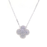 Silver and CZ Clover Design Pendant and Chain Set