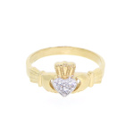 9ct Gold and Cz Claddagh Design Ring