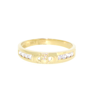 9ct Gold and Cz Claddagh Design Ring
