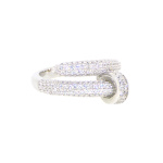 Silver and CZ Nail Design Ring