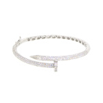 Silver and CZ Hinged Nail Design Bangle