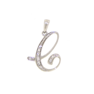 9ct White Gold and Diamond Letter C Pendant