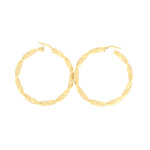 9ct Gold Polished and Satin Finish Hoop Earrings