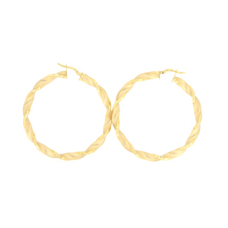 9ct Gold Polished and Satin Finish Hoop Earrings
