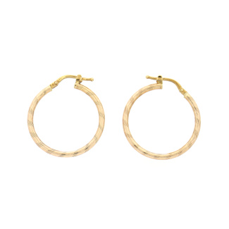 9ct Gold Diamond Cut Design Hoops