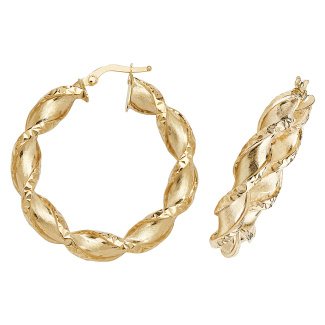 9ct Gold Fancy Twist Hoop Earrings