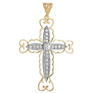 9ct Gold and CZ Cross Pendant