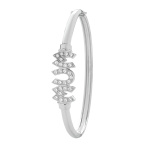 Silver and CZ Hinged Mum Design Bangle