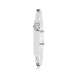 Silver and CZ Diamond Cut Heart Design Expanding Identity Bar Bangle