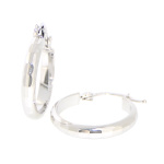 9ct White Gold Diamond Cut Design Hoop Earrings