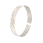 9ct White Gold Diamond Cut Design Bangle