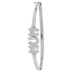 Silver and CZ Round Mum Design Bangle