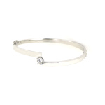 9ct White Gold and CZ Hinged Bangle