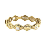 9ct Two Tone Gold Medusa Head and Greek Key Design Bracelet