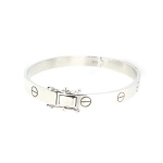 Silver Hinged Screw Head Design Bangle