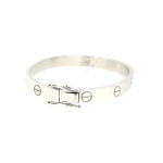 Silver Hinged Screw Head Design Bangle