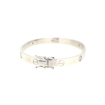Silver and CZ Hinged Screw Head Design Bangle