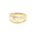 9ct Gold and CZ Rope Edge Ring