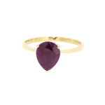 9ct Gold and Pear Cut Ruby Solitaire Ring