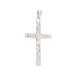 9ct White Gold and CZ Crucifix Pendant