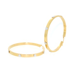 9ct Two Tone Gold Screw Head Design Hoop Earrings