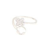 Silver and CZ Clover Leaf Design Ring