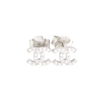 Silver and CZ CC Design Stud Earrings