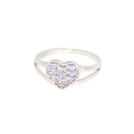9ct White Gold and CZ Heart Design Ring