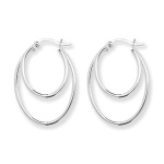 Silver Double Oval Hoop Earrings