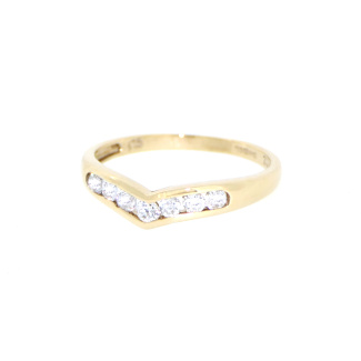 9ct Gold and CZ Wishbone Design Ring