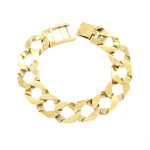 9ct Gold Polished and Barked Cast Link Bracelet