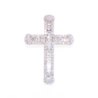9ct White Gold and Lab Diamond Cross