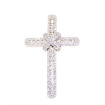 9ct White Gold and Lab Diamond Crossed Knot Design Cross