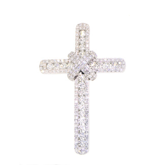 9ct White Gold and Lab Diamond Crossed Knot Design Cross